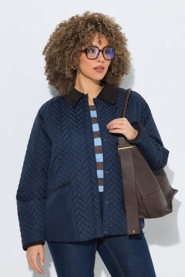 Ulla Popken 849111 Gewatteerd jack Donkerblauw - Jassen - Damesjassen in grote maten