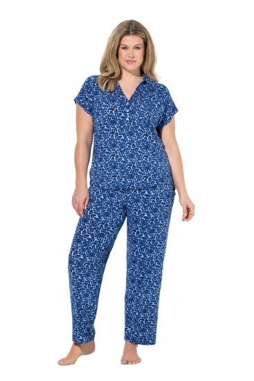 Ulla Popken 849144 Pyjama met dierenprint Donkerblauw - Pyjama's en Loungewear - 
