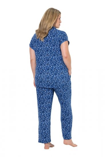 Ulla Popken 849144 Pyjama met dierenprint Donkerblauw - Pyjama's en Loungewear - 