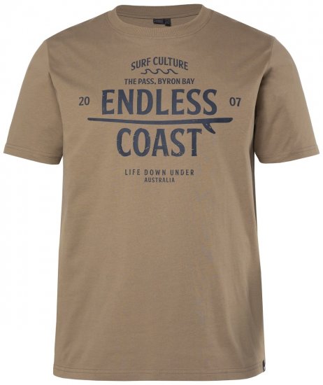 Men+ 448 T-shirt Endless Coast Grijsbruin - T-shirts - Grote Maten T-shirts Heren
