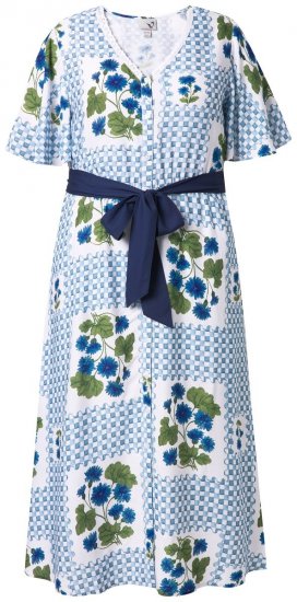 Ulla Popken 849662 Gebloemde blousejurk Gebroken wit - Midi jurken - Midi jurken in grote maten