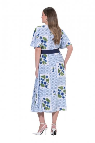 Ulla Popken 849662 Gebloemde blousejurk Gebroken wit - Midi jurken - Midi jurken in grote maten