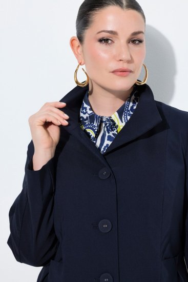 Ulla Popken 849803 Stretch jas met hoge kraag Donkerblauw - Jassen - Jassen in grote maten