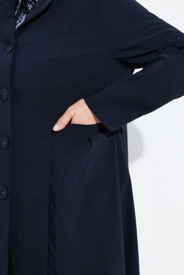 Ulla Popken 849803 Stretch jas met hoge kraag Donkerblauw - Jassen - Jassen in grote maten