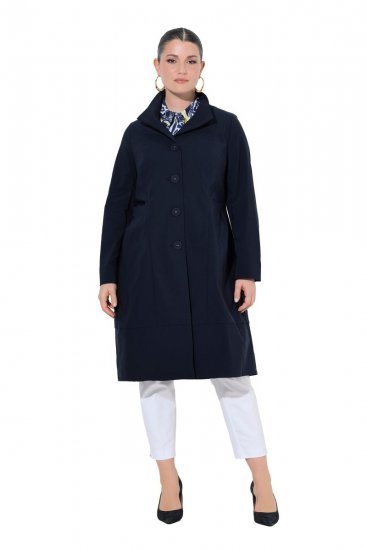 Ulla Popken 849803 Stretch jas met hoge kraag Donkerblauw - Jassen - Jassen in grote maten