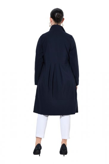 Ulla Popken 849803 Stretch jas met hoge kraag Donkerblauw - Jassen - Jassen in grote maten