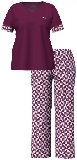 Ulla Popken 849850 Pyjama met ruitjes Bessenrood - Pyjama's en Loungewear - 