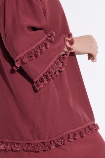 Ulla Popken 849860 Kimono Roestrood - Vesten - Vesten in grote maten voor dames