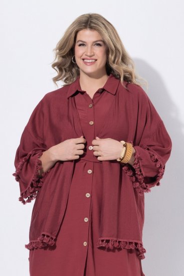Ulla Popken 849860 Kimono Roestrood - Vesten - Vesten in grote maten voor dames