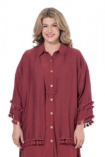 Ulla Popken 849860 Kimono Roestrood - Vesten - Vesten in grote maten voor dames