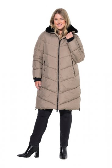 Ulla Popken 850041 Gewatteerde jas Taupe - Jassen - Jassen in grote maten