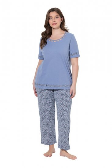 Ulla Popken 850045 Pyjama met korte mouwen Lichtblauw - Pyjama's en Loungewear - 