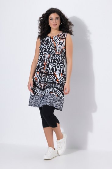 Ulla Popken 850175 Mouwloze jersey jurk met zakken Zwart - Zomerjurken - Zomerjurken in grote maten