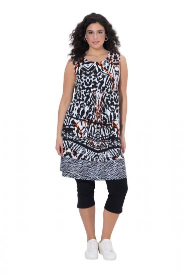 Ulla Popken 850175 Mouwloze jersey jurk met zakken Zwart - Zomerjurken - Zomerjurken in grote maten