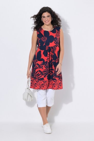 Ulla Popken 850175 Bedrukte jersey jurk Koraal - Jersey jurken - 