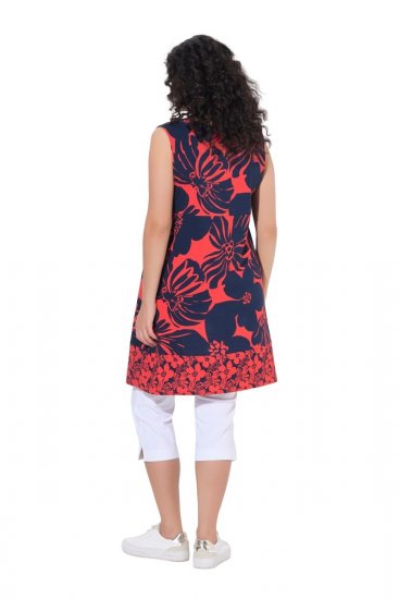 Ulla Popken 850175 Bedrukte jersey jurk Koraal - Jersey jurken - 
