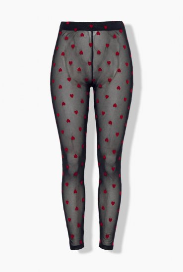 Ulla Popken 850264 Bedrukte panty legging Zwart - Panty's & sokken - 