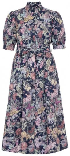 Ulla Popken 850298 Gebloemde blousejurk Donkerblauw - Maxi jurken - Maxi jurken in grote maten