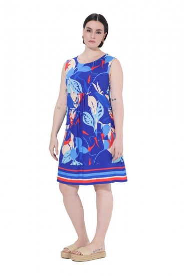 Ulla Popken 850367 Bedrukte jersey jurk Donkerblauw - Jersey jurken - 
