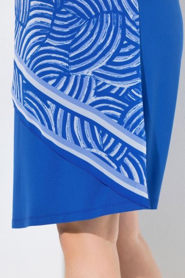 Ulla Popken 850389 Bedrukte chiffon jurk Blauw - Kleedjes - Jurken in alle maten