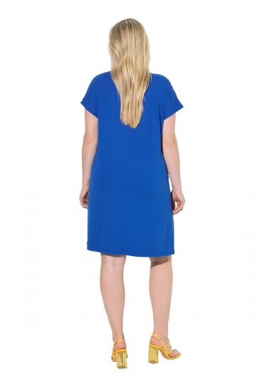 Ulla Popken 850389 Bedrukte chiffon jurk Blauw - Kleedjes - Jurken in alle maten