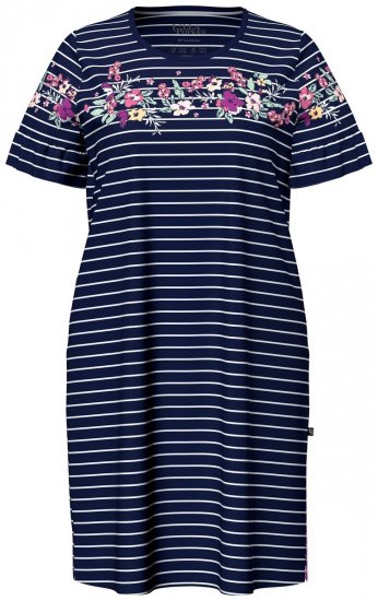 Ulla Popken 850401 Gebloemd nachthemd Donkerblauw - Nachthemden - 