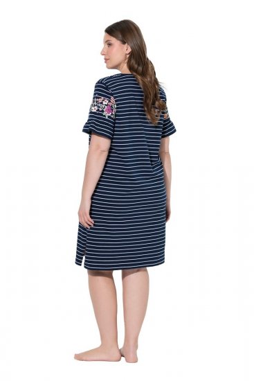 Ulla Popken 850401 Gebloemd nachthemd Donkerblauw - Nachthemden - 