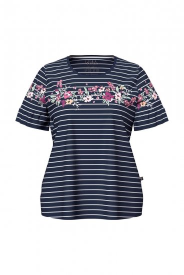 Ulla Popken 850403 Pyjama met bloemenprint Donkerblauw - Pyjama's en Loungewear - 