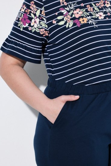 Ulla Popken 850403 Pyjama met bloemenprint Donkerblauw - Pyjama's en Loungewear - 