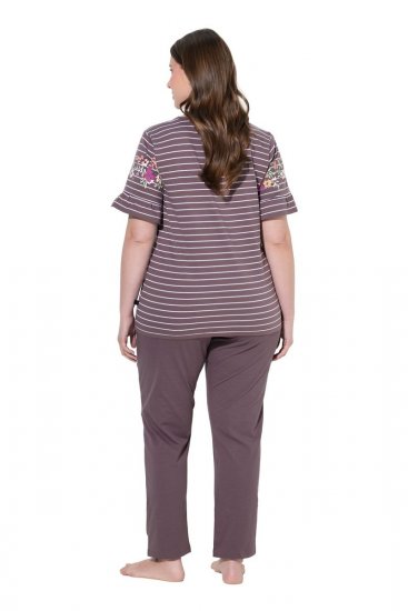 Ulla Popken 850403 Pyjama met bloemenprint Bruin - Pyjama's en Loungewear - 