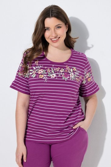 Ulla Popken 850403 Pyjama met bloemenprint Violet - Pyjama's en Loungewear - 