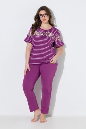 Ulla Popken 850403 Pyjama met bloemenprint Violet - Pyjama's en Loungewear - 