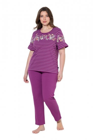 Ulla Popken 850403 Pyjama met bloemenprint Violet - Pyjama's en Loungewear - 