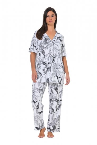 Ulla Popken 850441 Pyjama met print Gebroken wit - Pyjama's en Loungewear - 