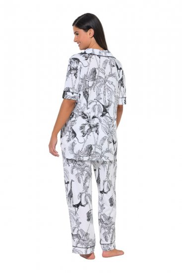Ulla Popken 850441 Pyjama met print Gebroken wit - Pyjama's en Loungewear - 