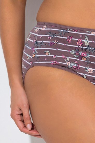 Ulla Popken 850538 Gebloemde slips van biologisch katoen 2-pack Bruin - Slips - 