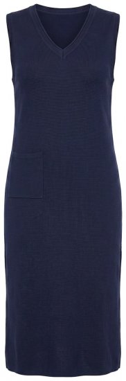 Ulla Popken 850725 Gebreide jurk met V-hals Donkerblauw - Gebreide jurken - 