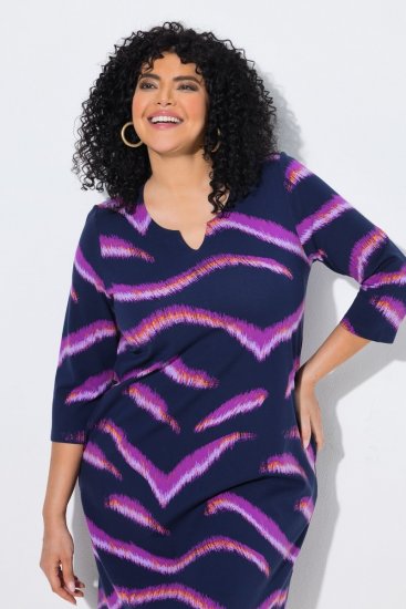 Ulla Popken 850920 Jersey jurk Donkerblauw - Kleedjes - Jurken in alle maten