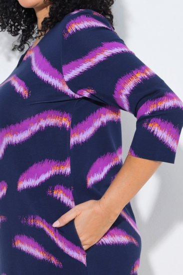 Ulla Popken 850920 Jersey jurk Donkerblauw - Kleedjes - Jurken in alle maten