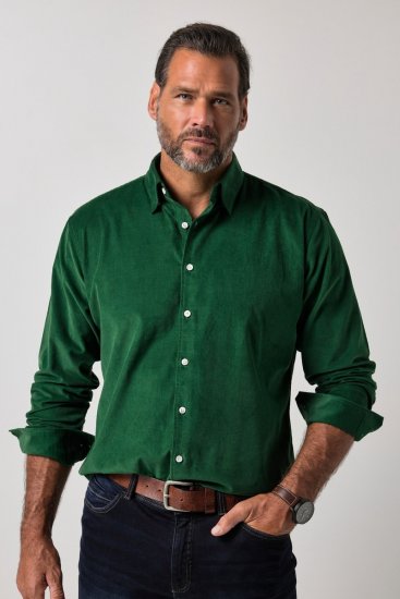 JP1880 850921 Ribfluwelen overhemd met lange mouwen Bosgroen TALL - TALL overhemden - TALL overhemden met extra lengte