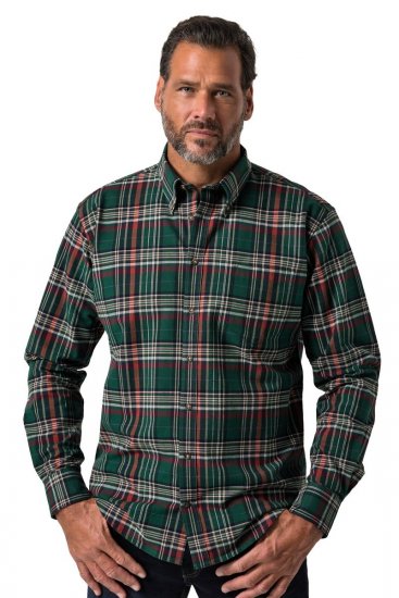 JP1880 850923 Geruit overhemd met lange mouwen Bosgroen TALL - TALL overhemden - TALL overhemden met extra lengte