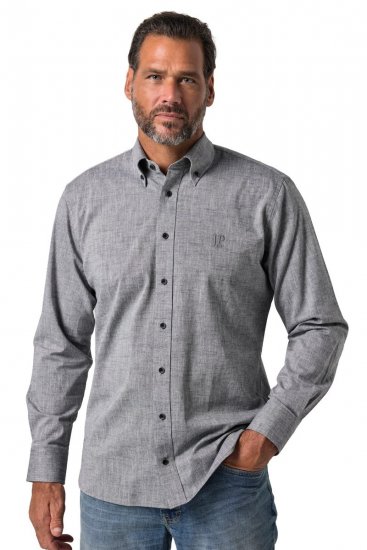 JP1880 850931 Chambray overhemd met lange mouwen Zwart TALL - TALL overhemden - TALL overhemden met extra lengte