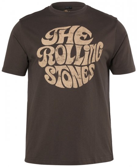 JP1880 851001 Rolling Stones Retro Logo T-shirt Hazelnoot - Band T-shirts - Band T-shirts in grote maten