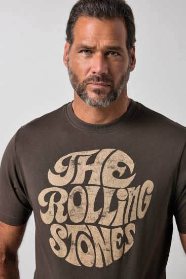 JP1880 851001 Rolling Stones Retro Logo T-shirt Hazelnoot TALL - TALL T-shirts - TALL T-Shirts Heren