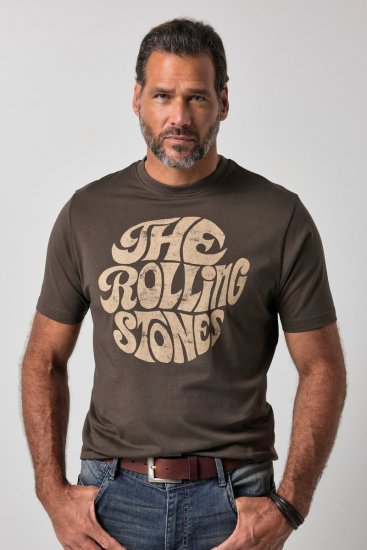 JP1880 851001 Rolling Stones Retro Logo T-shirt Hazelnoot TALL - TALL T-shirts - TALL T-Shirts Heren
