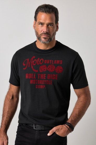 JP1880 851002 T-shirt met borstprint Zwart TALL - TALL T-shirts - TALL T-Shirts Heren