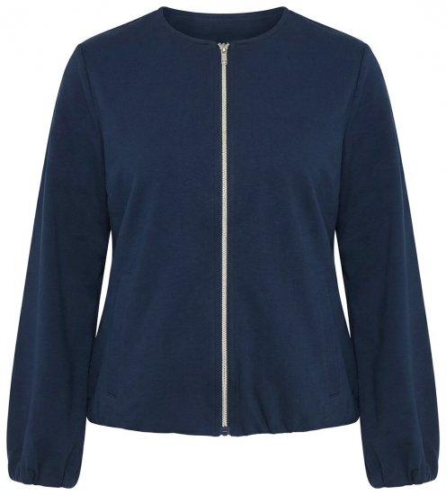 Ulla Popken 851040 Sweatvest met rits Donkerblauw - Sweatshirts - Sweatshirts voor dames in grote maten