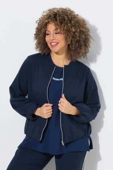Ulla Popken 851040 Sweatvest met rits Donkerblauw - Sweatshirts - Sweatshirts voor dames in grote maten