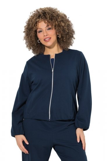 Ulla Popken 851040 Sweatvest met rits Donkerblauw - Sweatshirts - Sweatshirts voor dames in grote maten