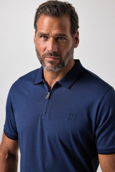 JP1880 851048 Poloshirt met rits Nachtblauw TALL - TALL polo's - TALL poloshirts met extra lengte